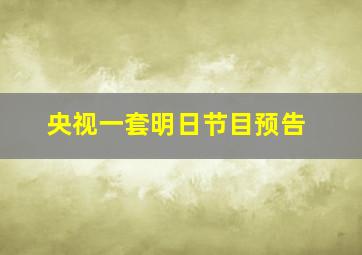 央视一套明日节目预告