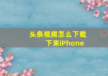 头条视频怎么下载下来iPhone