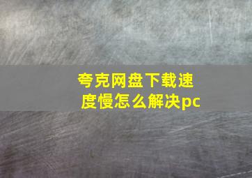 夸克网盘下载速度慢怎么解决pc