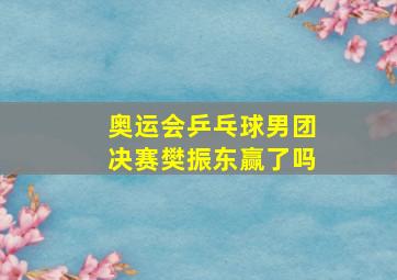 奥运会乒乓球男团决赛樊振东赢了吗