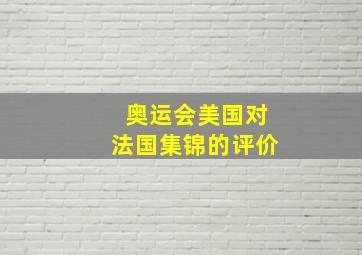 奥运会美国对法国集锦的评价