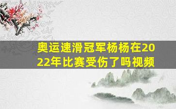 奥运速滑冠军杨杨在2022年比赛受伤了吗视频