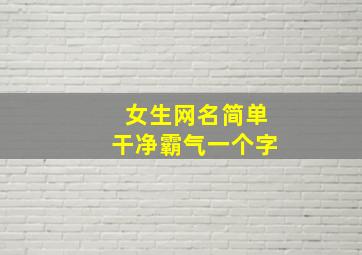 女生网名简单干净霸气一个字