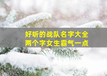 好听的战队名字大全两个字女生霸气一点