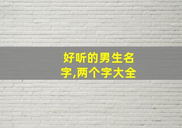 好听的男生名字,两个字大全