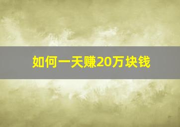 如何一天赚20万块钱