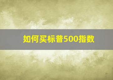 如何买标普500指数