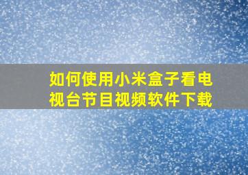 如何使用小米盒子看电视台节目视频软件下载