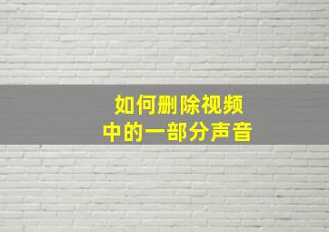 如何删除视频中的一部分声音