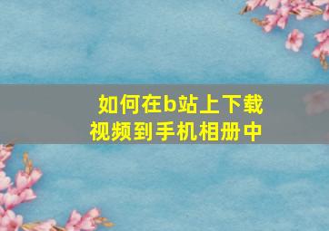 如何在b站上下载视频到手机相册中