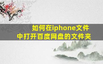 如何在iphone文件中打开百度网盘的文件夹