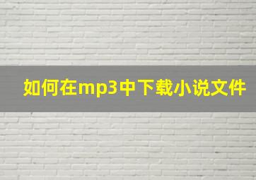 如何在mp3中下载小说文件