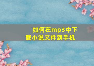 如何在mp3中下载小说文件到手机