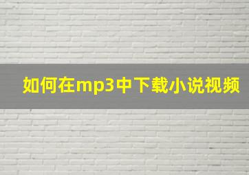 如何在mp3中下载小说视频