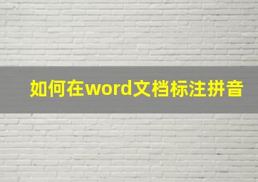 如何在word文档标注拼音