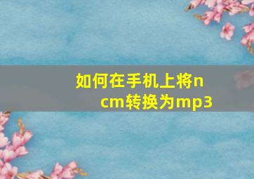 如何在手机上将ncm转换为mp3