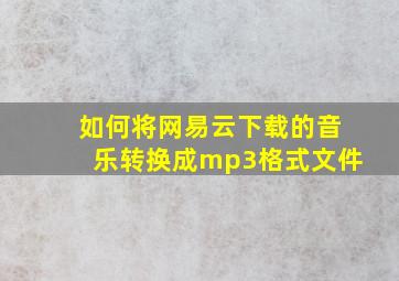 如何将网易云下载的音乐转换成mp3格式文件