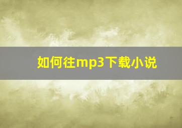 如何往mp3下载小说