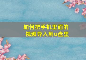 如何把手机里面的视频导入到u盘里