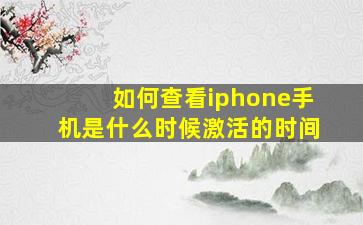 如何查看iphone手机是什么时候激活的时间