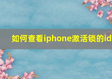 如何查看iphone激活锁的id