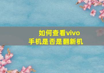 如何查看vivo手机是否是翻新机