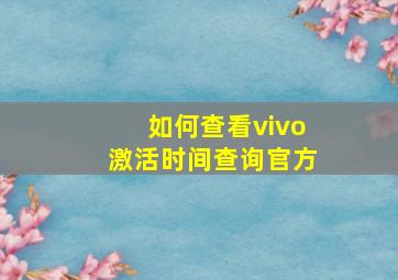 如何查看vivo激活时间查询官方