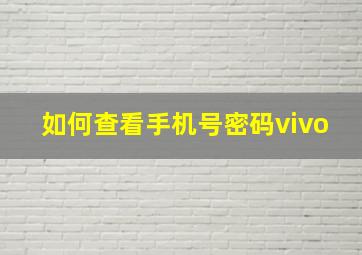 如何查看手机号密码vivo