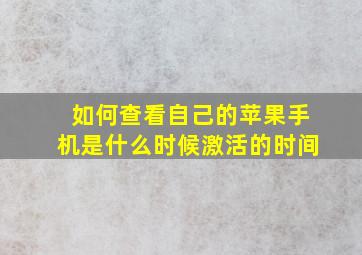 如何查看自己的苹果手机是什么时候激活的时间