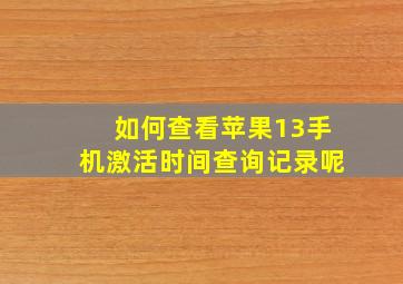 如何查看苹果13手机激活时间查询记录呢