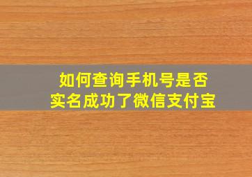 如何查询手机号是否实名成功了微信支付宝