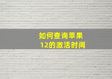 如何查询苹果12的激活时间