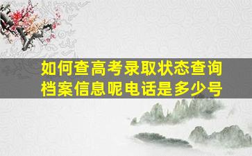 如何查高考录取状态查询档案信息呢电话是多少号