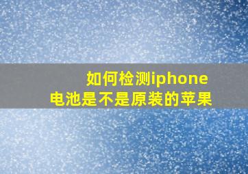 如何检测iphone电池是不是原装的苹果