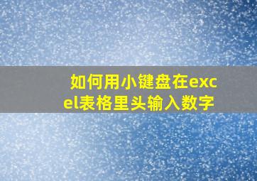 如何用小键盘在excel表格里头输入数字