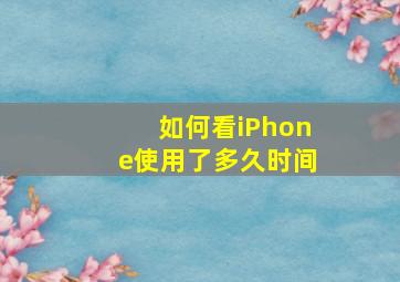 如何看iPhone使用了多久时间