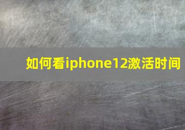 如何看iphone12激活时间