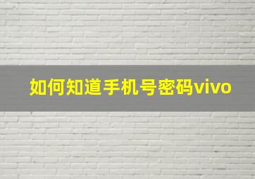 如何知道手机号密码vivo