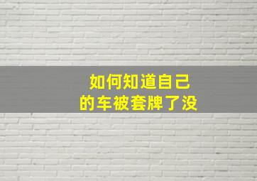 如何知道自己的车被套牌了没