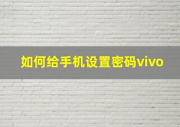 如何给手机设置密码vivo