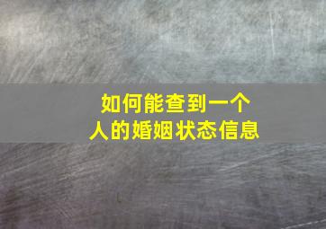 如何能查到一个人的婚姻状态信息