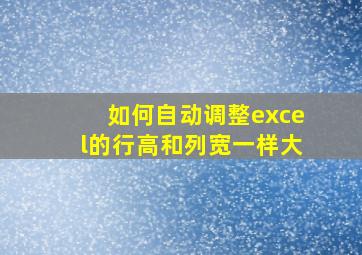 如何自动调整excel的行高和列宽一样大