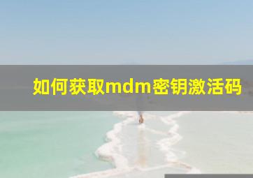 如何获取mdm密钥激活码