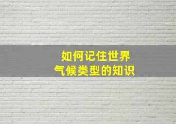 如何记住世界气候类型的知识