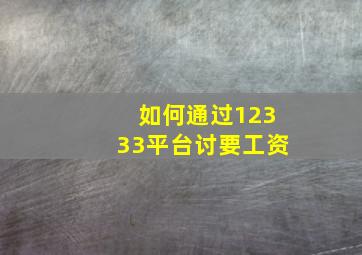 如何通过12333平台讨要工资