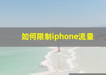 如何限制iphone流量