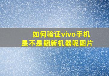 如何验证vivo手机是不是翻新机器呢图片