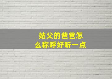 姑父的爸爸怎么称呼好听一点