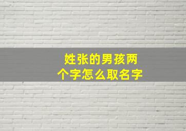 姓张的男孩两个字怎么取名字