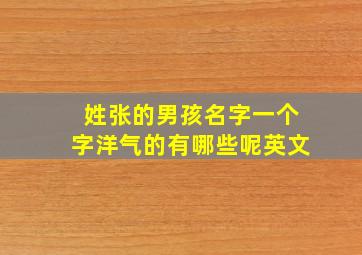 姓张的男孩名字一个字洋气的有哪些呢英文